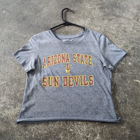 Arizona State Sun Devils Crop Top Shirt Womens M Gray Cropped Retro Y2K College - Picture 1 of 7
